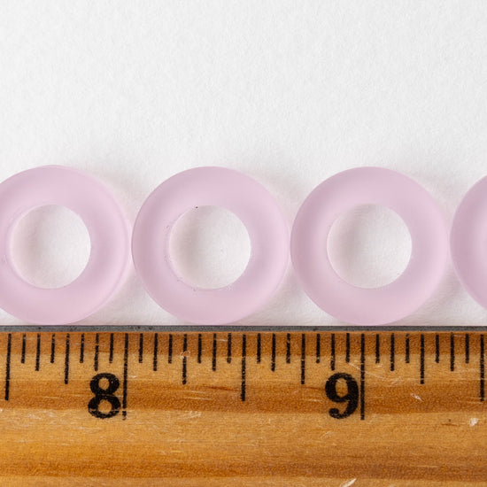 17mm Frosted Glass Rings - Pink - 2 0r 10