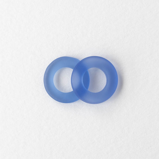 17mm Frosted Glass Rings - Lt. Sapphire Blue - 2 or 10