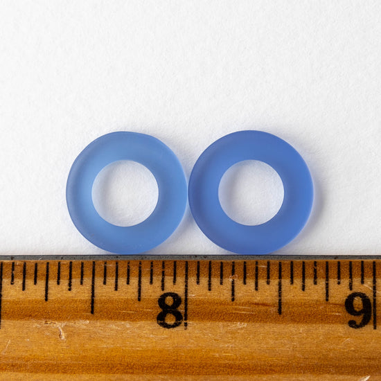 17mm Frosted Glass Rings - Lt. Sapphire Blue - 2 or 10