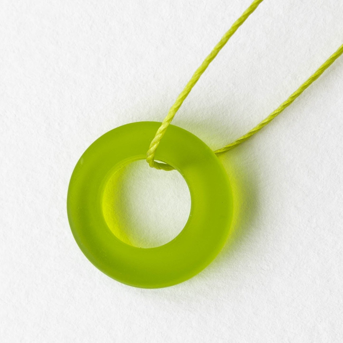 17mm Frosted Glass Rings - Lime Green - 2 or 10