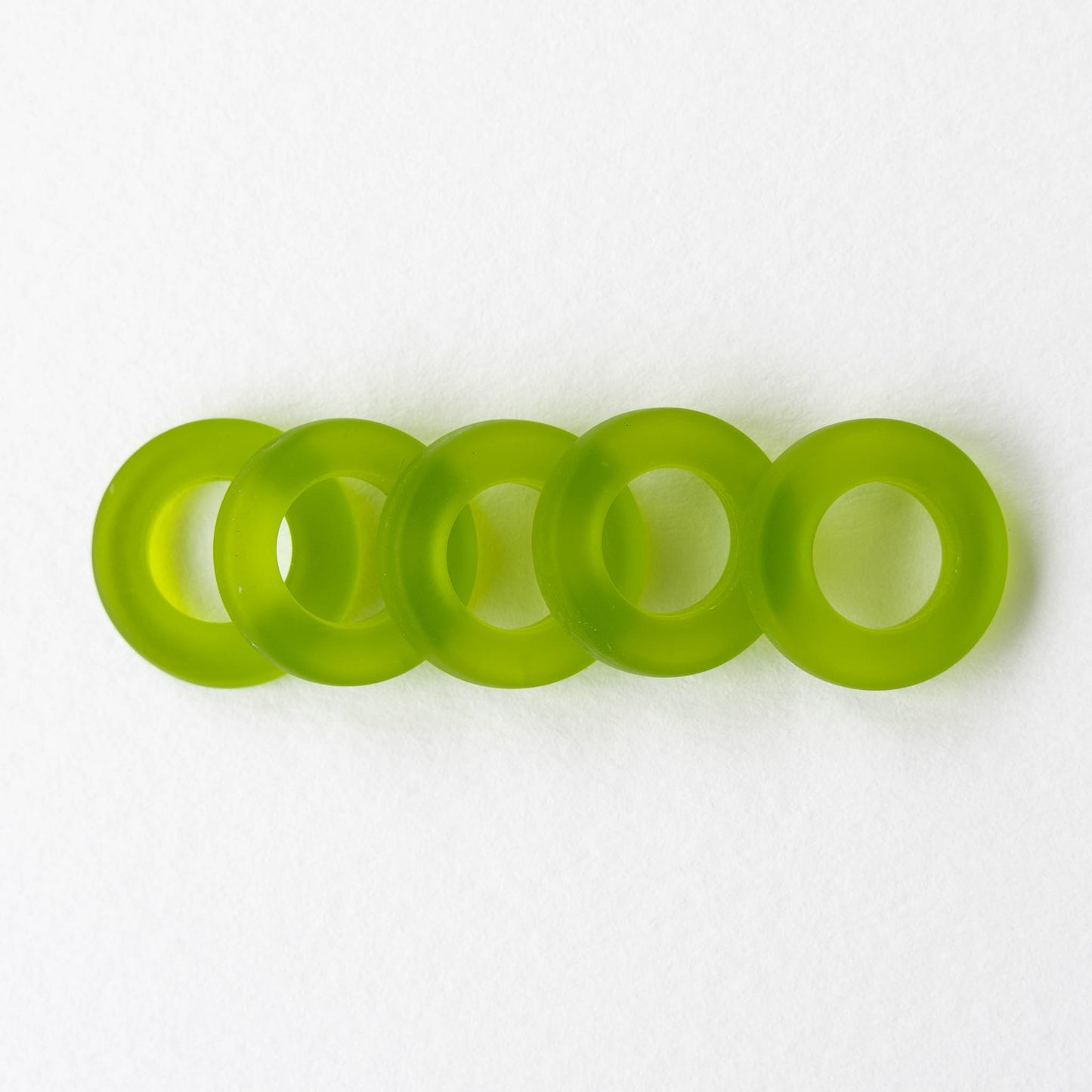 17mm Frosted Glass Rings - Lime Green - 2 or 10