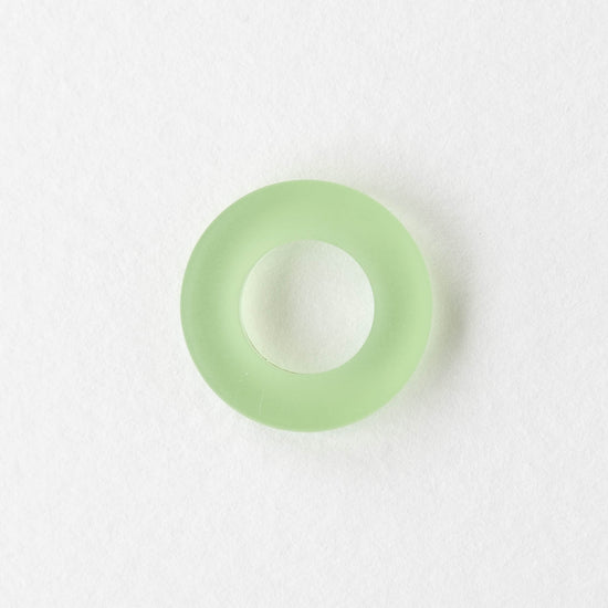 17mm Frosted Glass Rings - Peridot Green - 2 or 10