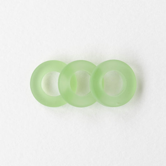 17mm Frosted Glass Rings - Peridot Green - 2 or 10