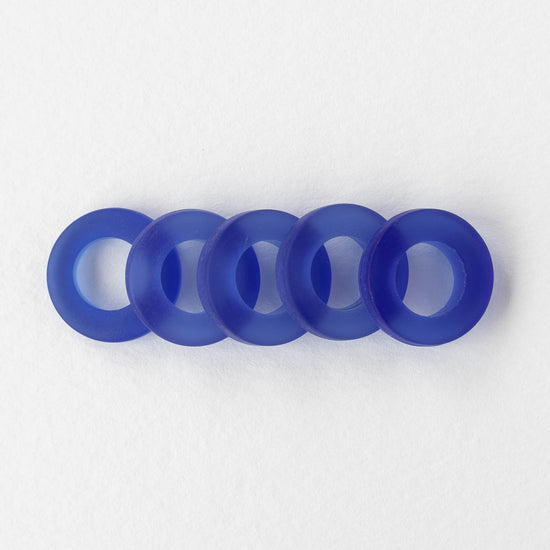 17mm Frosted Glass Rings - Cobalt Blue - 2 or 10