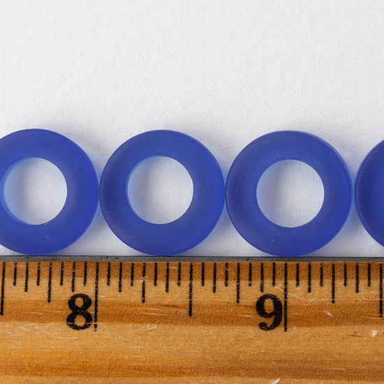 17mm Frosted Glass Rings - Cobalt Blue - 2 or 10