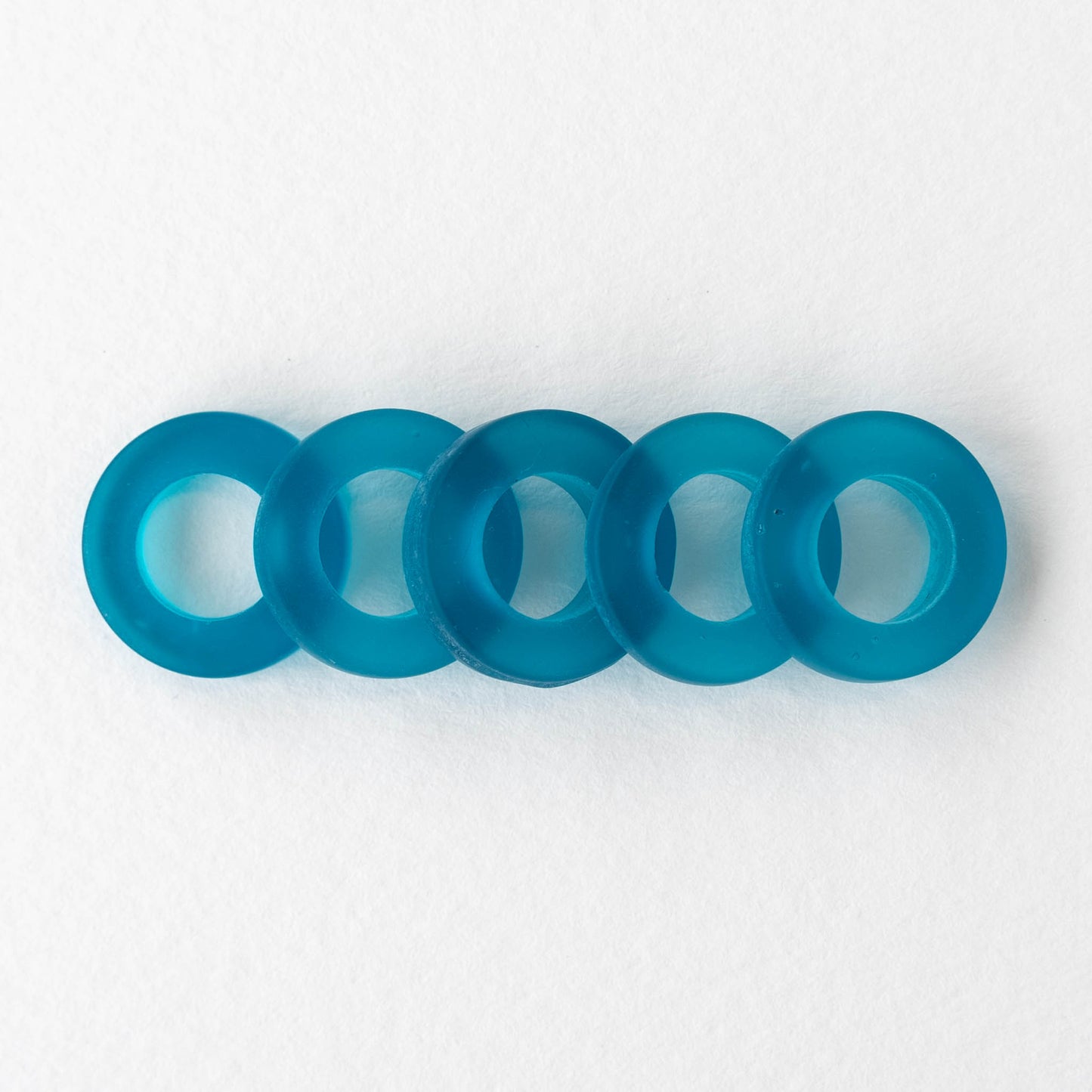 17mm Frosted Glass Rings - Teal - 2 or 10