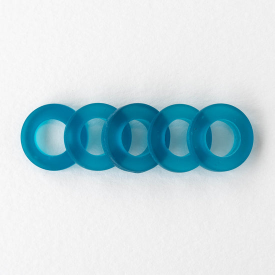 17mm Frosted Glass Rings - Teal - 2 or 10