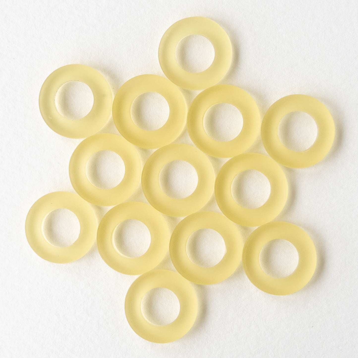 17mm Frosted Glass Rings - Lemon Chiffon - 2 or 10