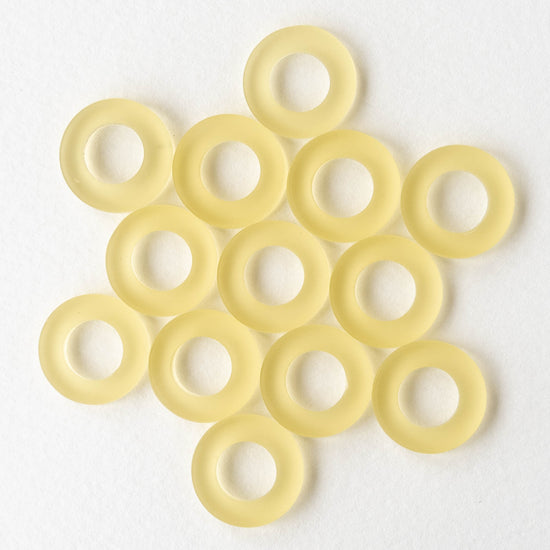 17mm Frosted Glass Rings - Lemon Chiffon - 2 or 10