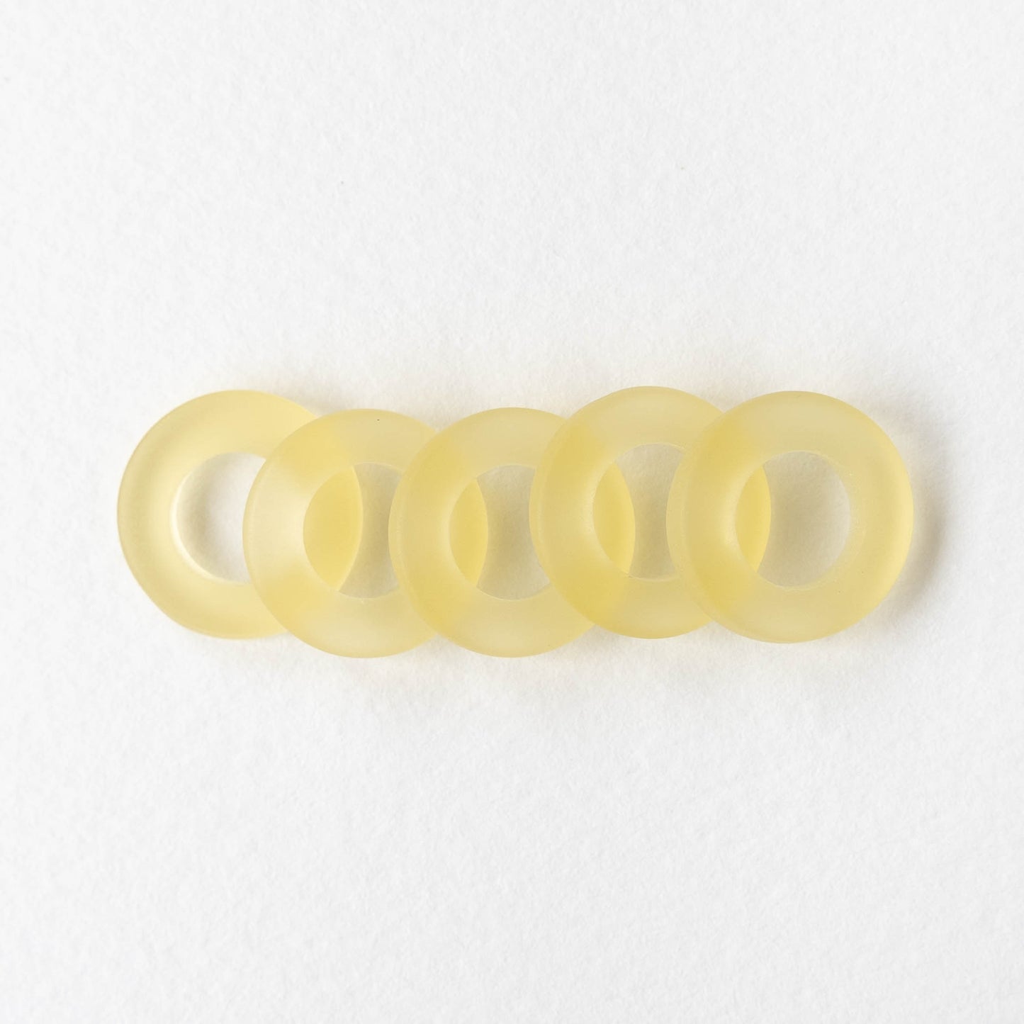 17mm Frosted Glass Rings - Lemon Chiffon - 2 or 10