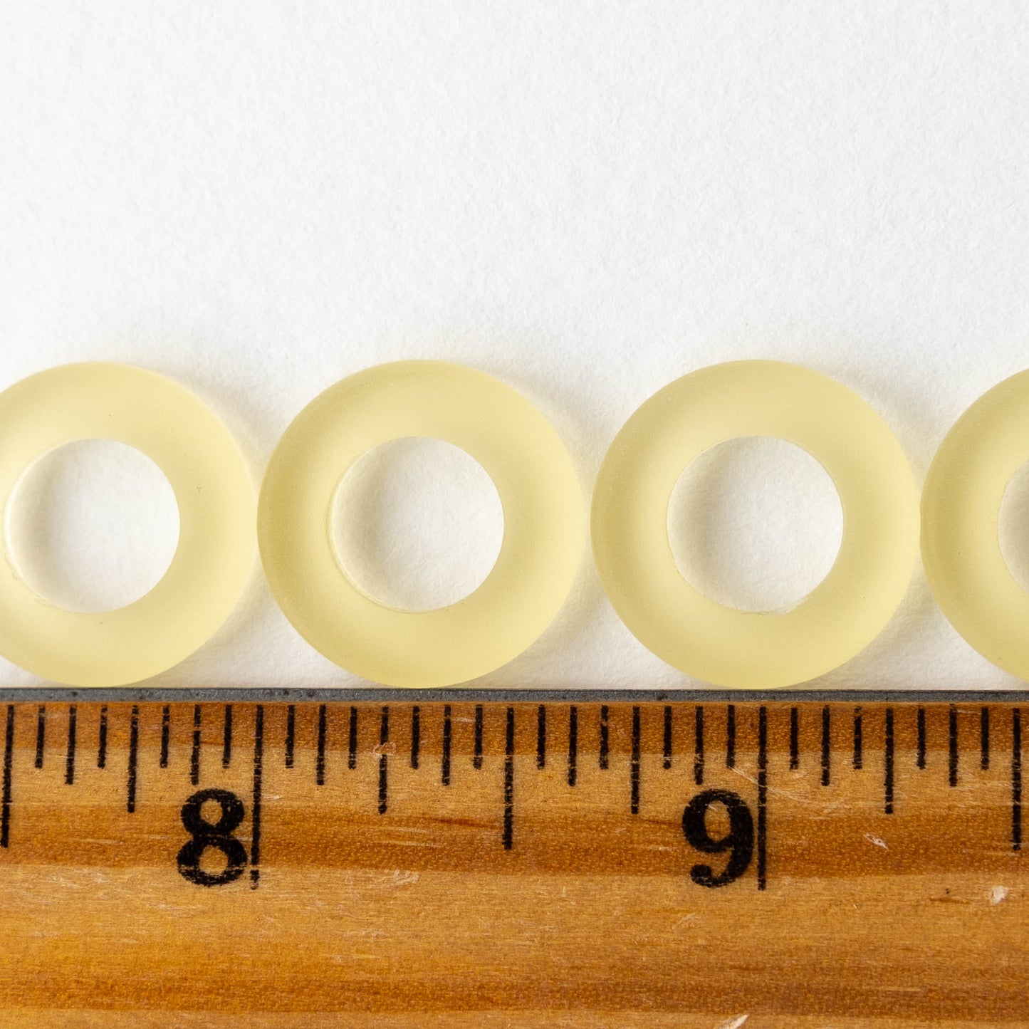 17mm Frosted Glass Rings - Lemon Chiffon - 2 or 10