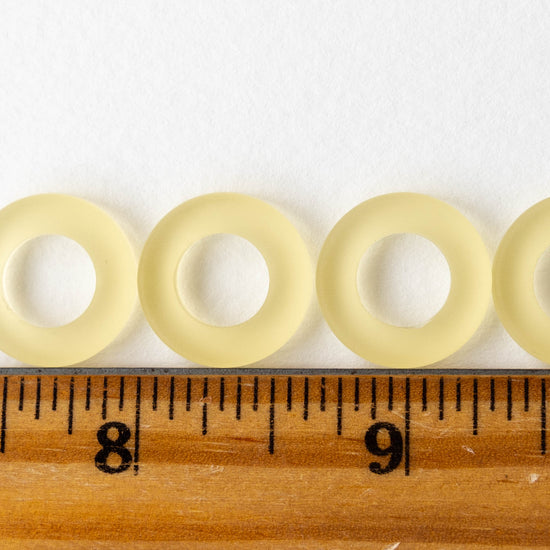 17mm Frosted Glass Rings - Lemon Chiffon - 2 or 10