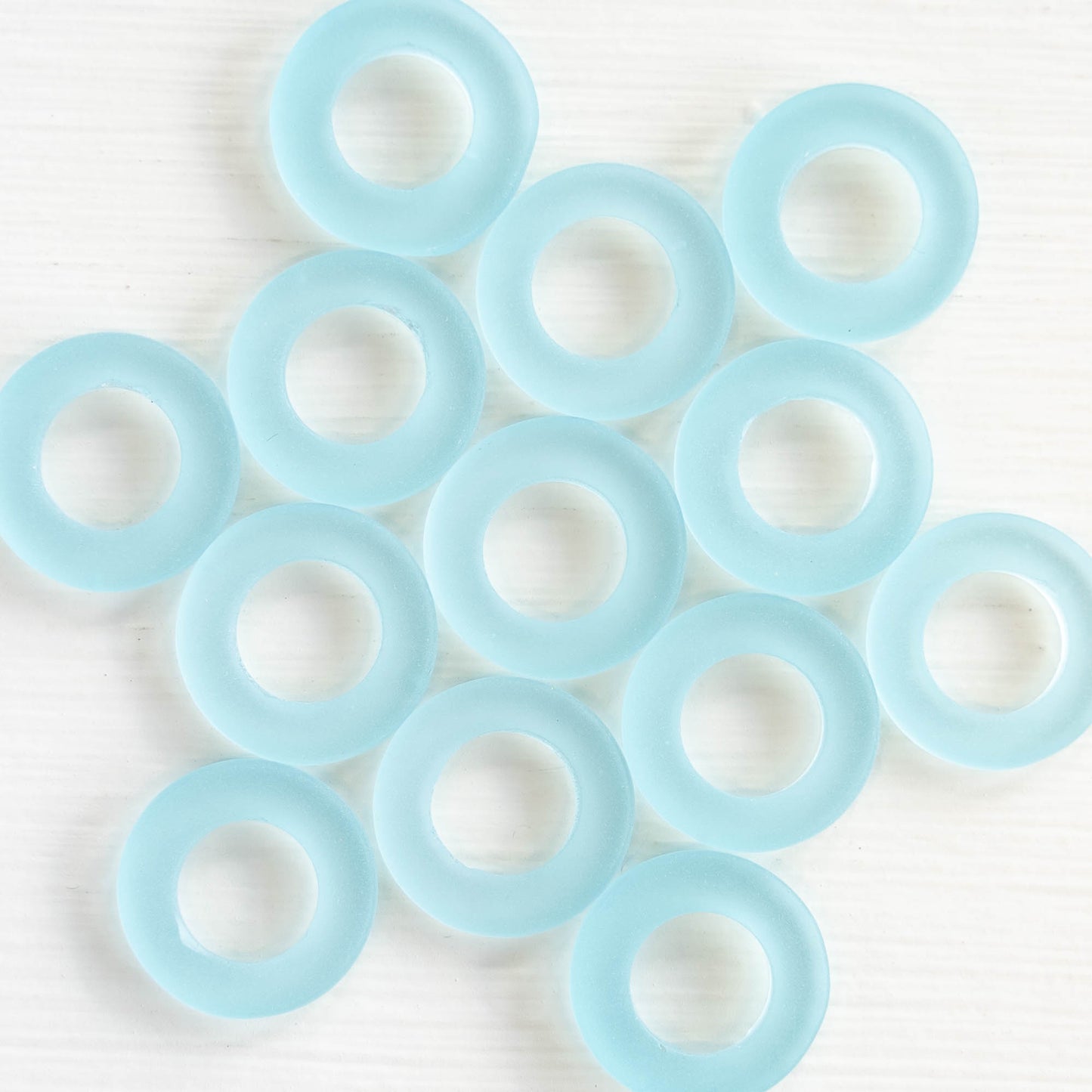 27mm Frosted Glass Rings - Light Aqua - 2 Rings