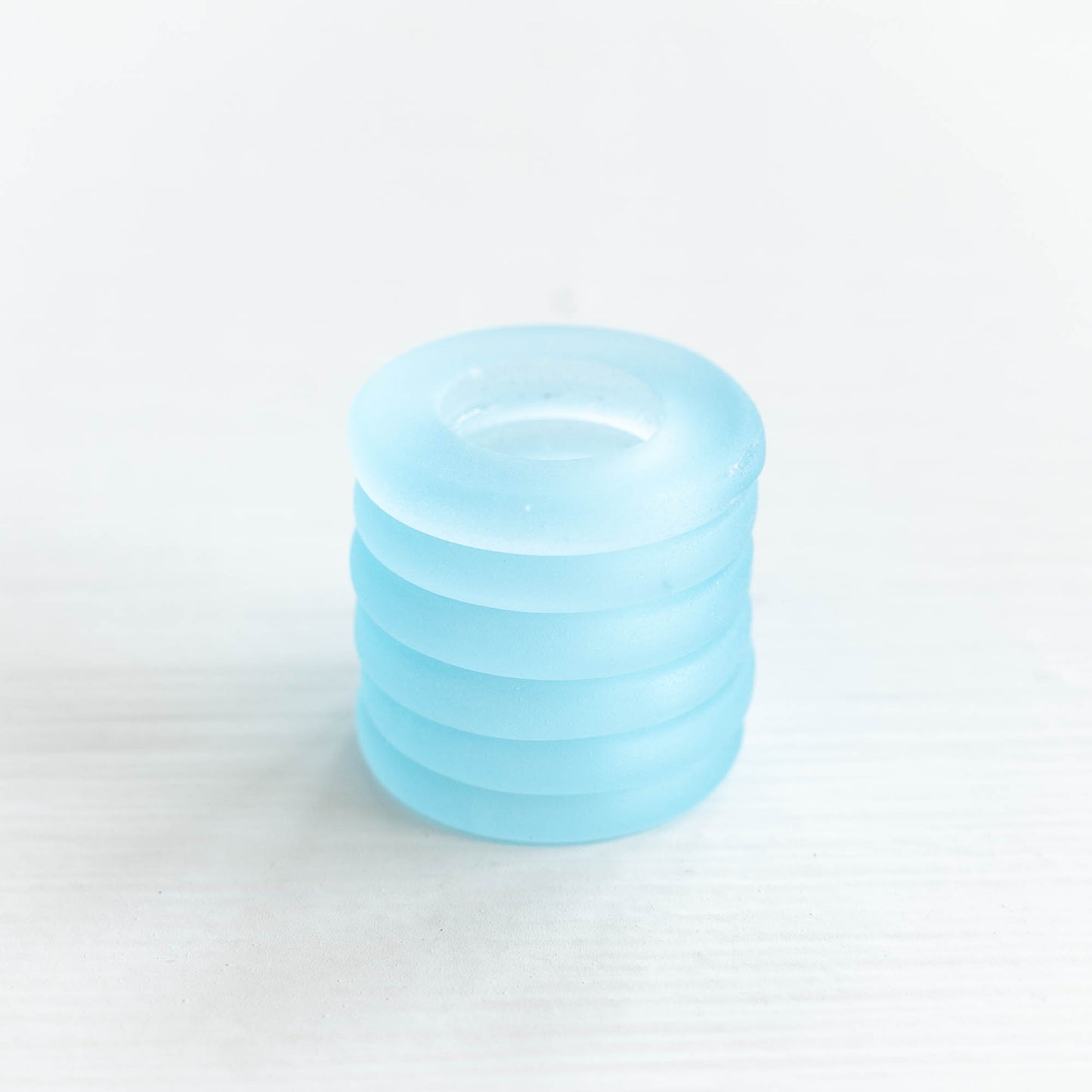 27mm Frosted Glass Rings - Light Aqua - 2 Rings