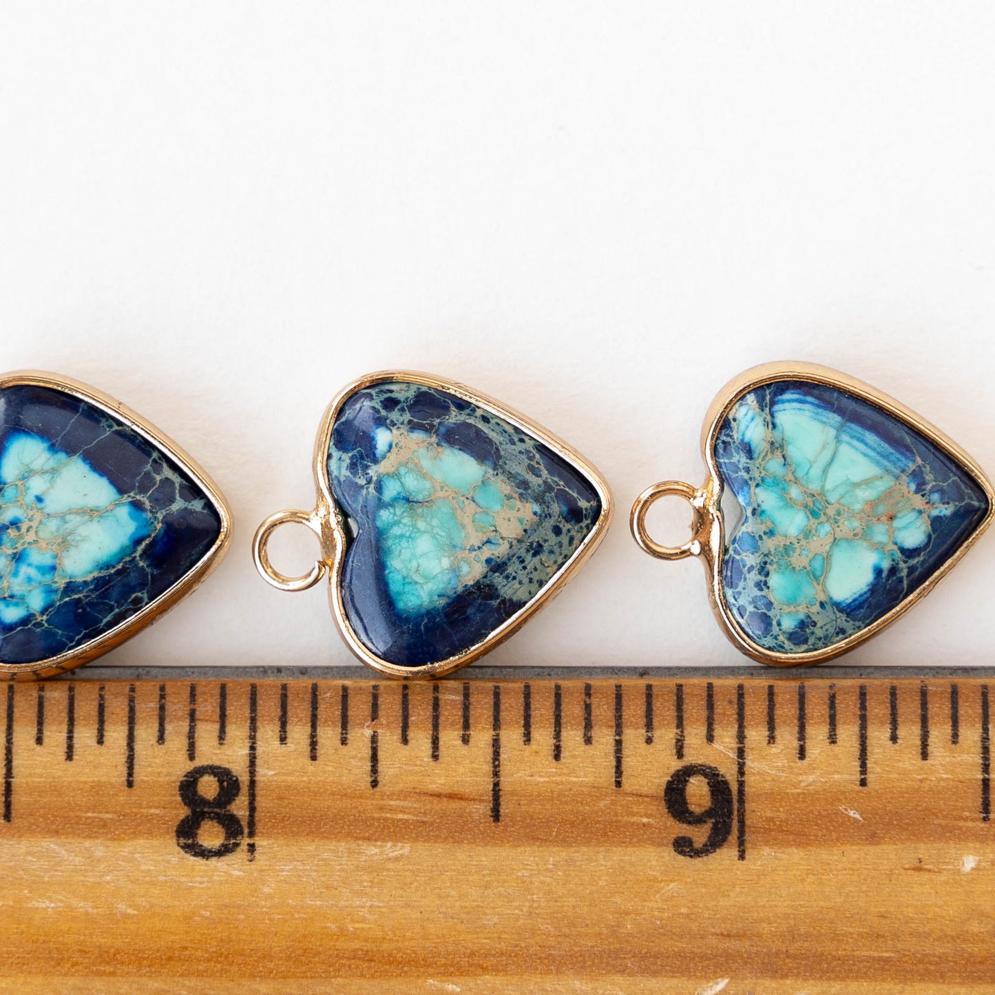 15x16mm Impression Jasper Heart Pendant - Blue - 1 Piece