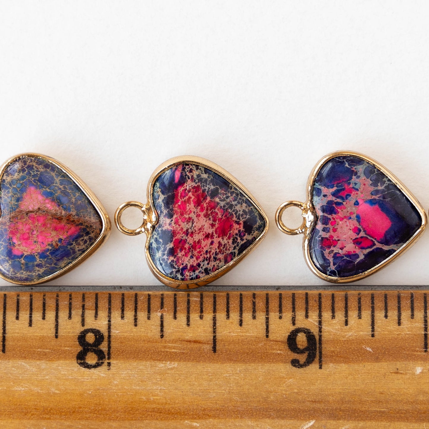 15x16mm Impression Jasper Heart Pendant - Pink and Purple - 1 Piece