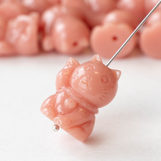 Resin Cat Beads -  Peach - 2 Beads