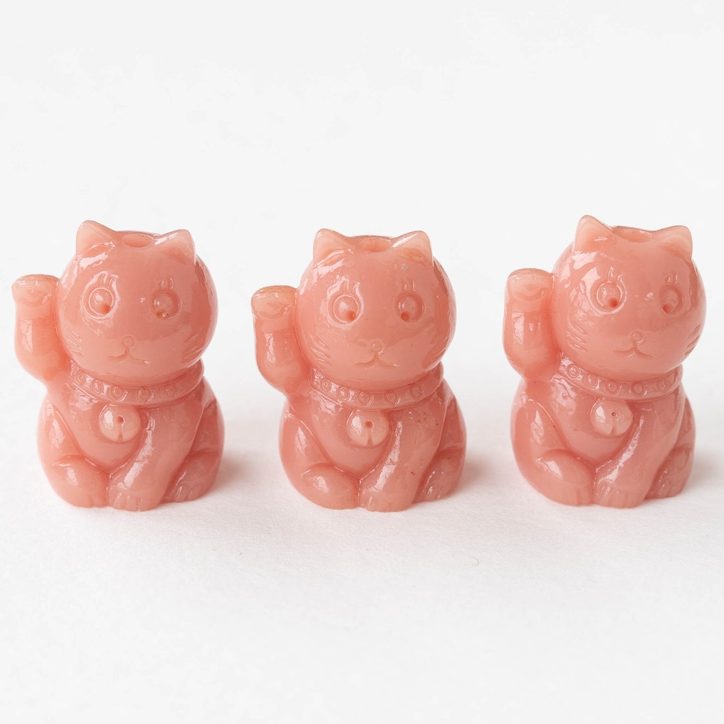 Resin Cat Beads -  Peach - 2 Beads