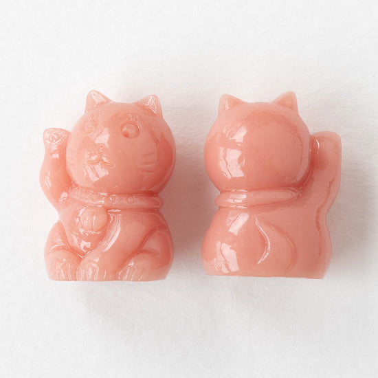 Resin Cat Beads -  Peach - 2 Beads