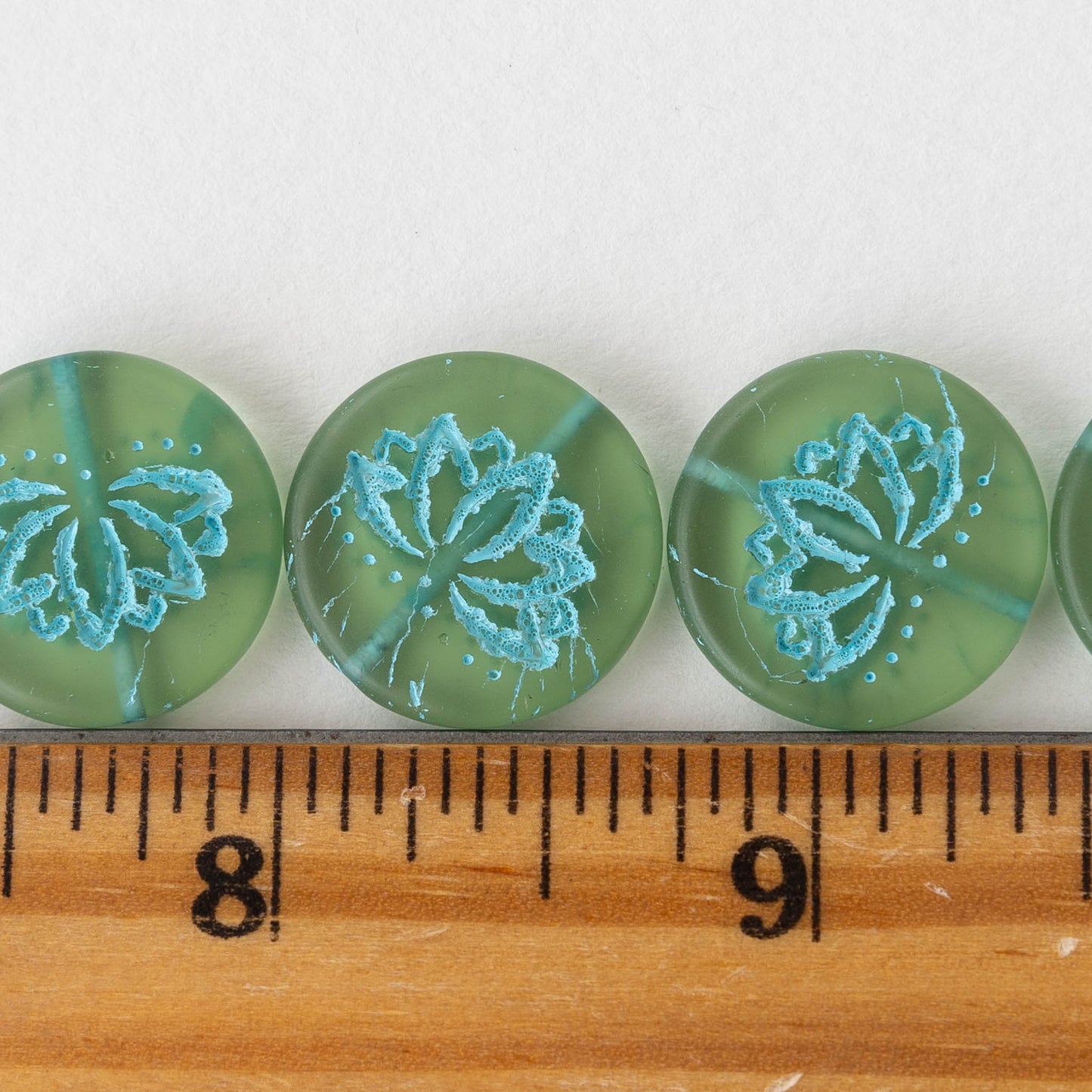 18mm Lotus Flower Beads - Coke Green - 4 or 12