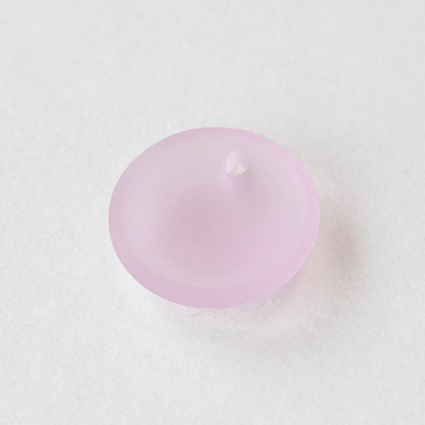 Frosted Glass Coin Pendants - Pink - 6 beads
