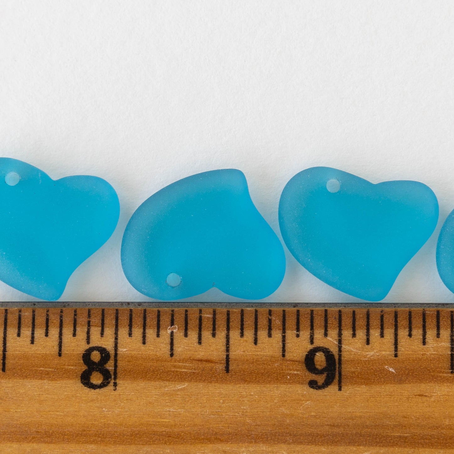 Load image into Gallery viewer, 18mm Frosted Glass Hearts - Aqua - 2 Beads
