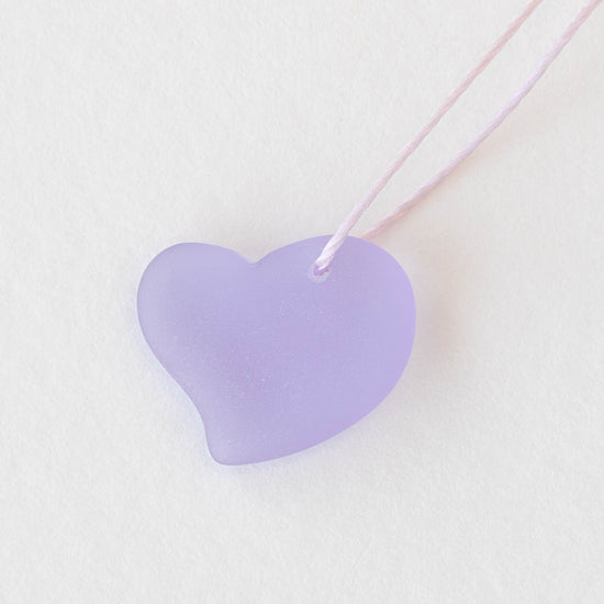 Load image into Gallery viewer, 18mm Frosted Glass Hearts - Lavender - 2 Beads
