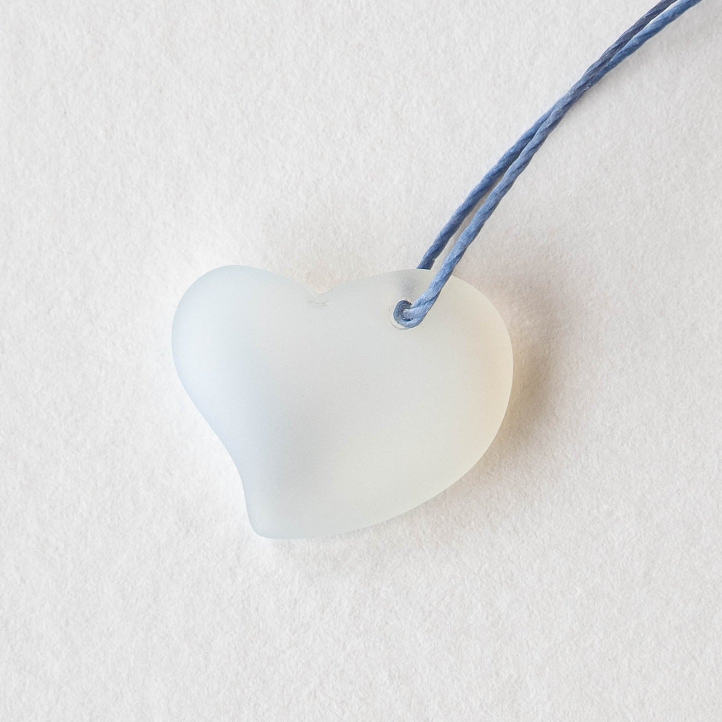 18mm Frosted Glass Hearts - Moonstone  - 2 Beads