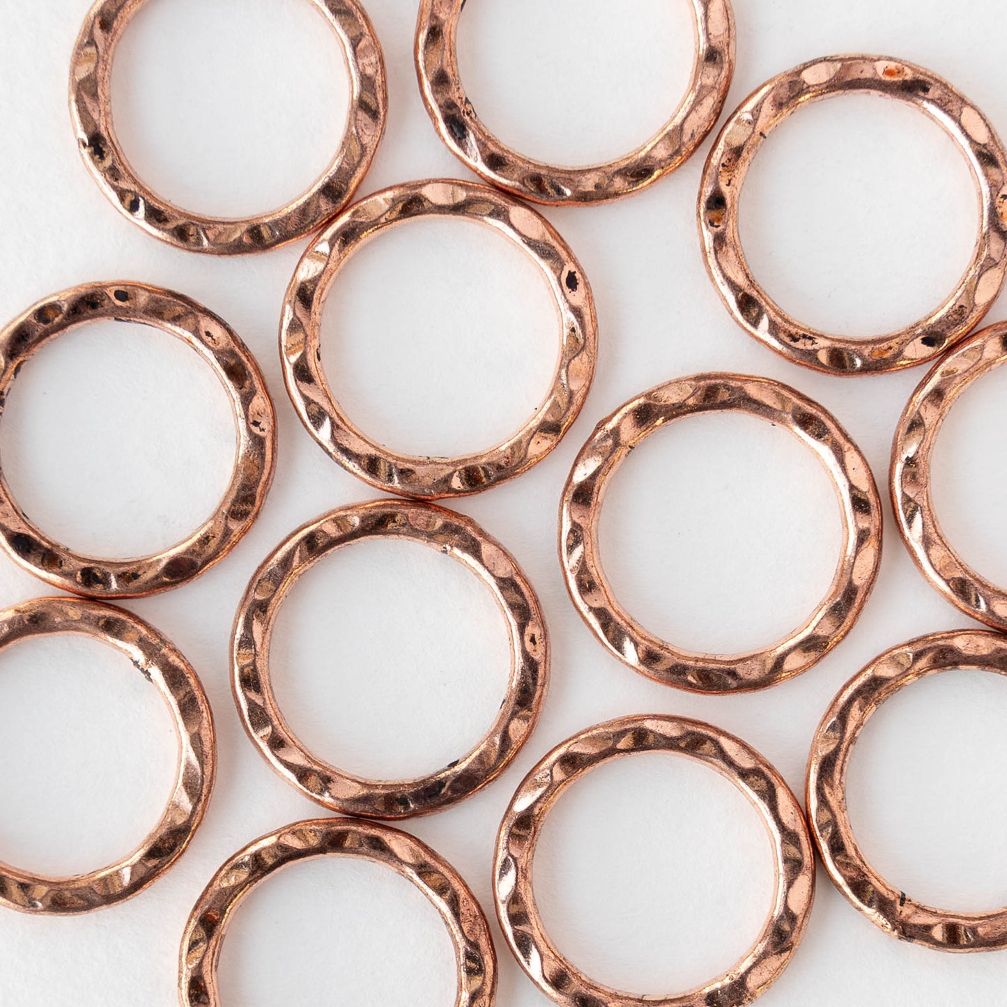 18mm Hammered Circle Ring - Copper - 1 piece