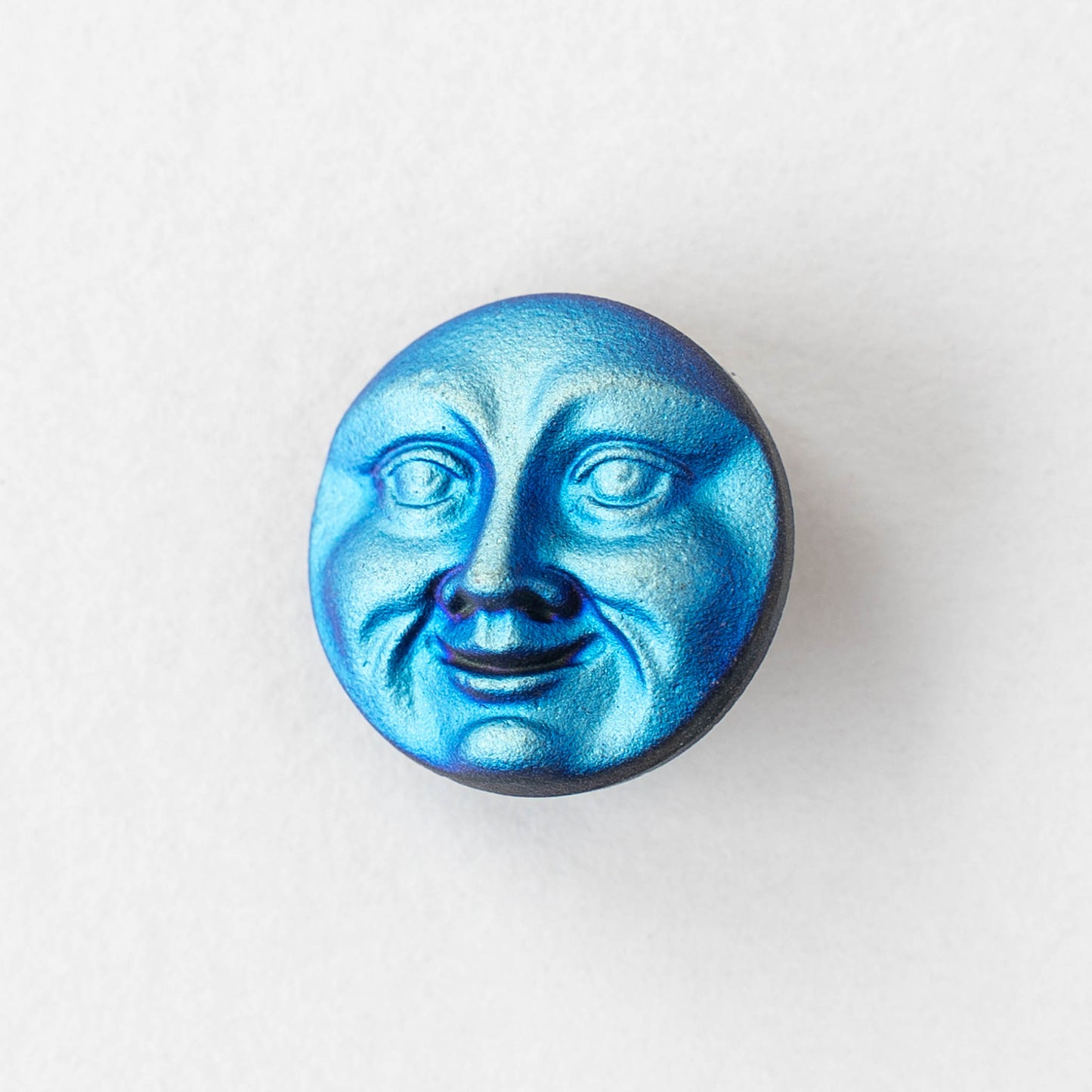 18mm Moon Face Buttons - Blue Green Matte - 1 Button