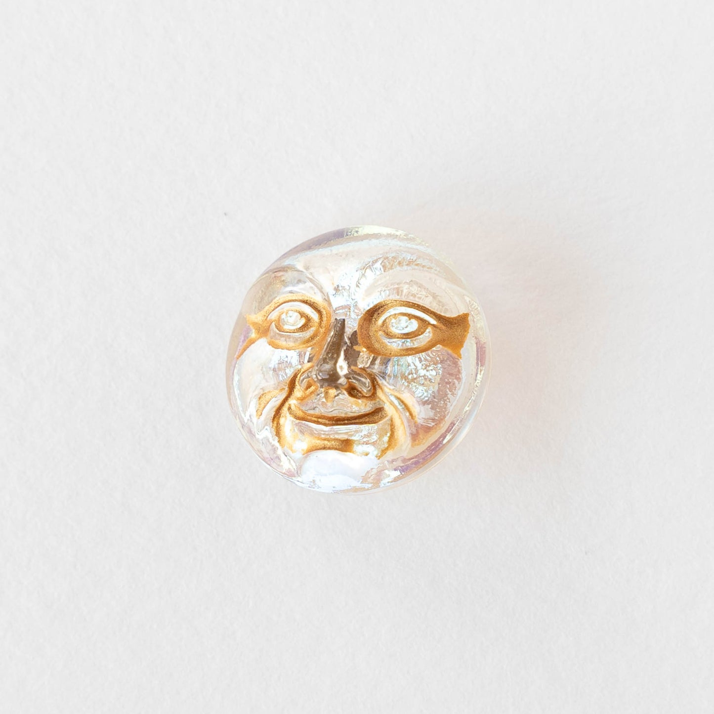 Load image into Gallery viewer, 18mm Moon Face Buttons - Crystal AB with Gold Wash  - 1 Button

