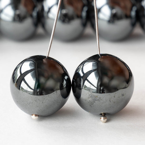 18mm Round Hematite Beads - 10 Beads
