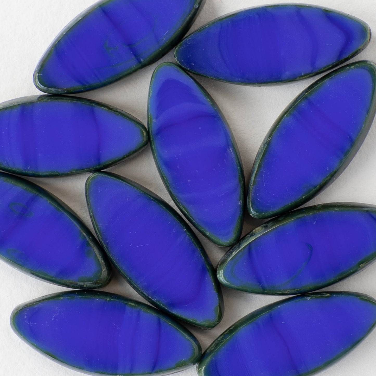 18mm Spindle Beads - Opaque Dark Periwinkle Blue - 10 beads