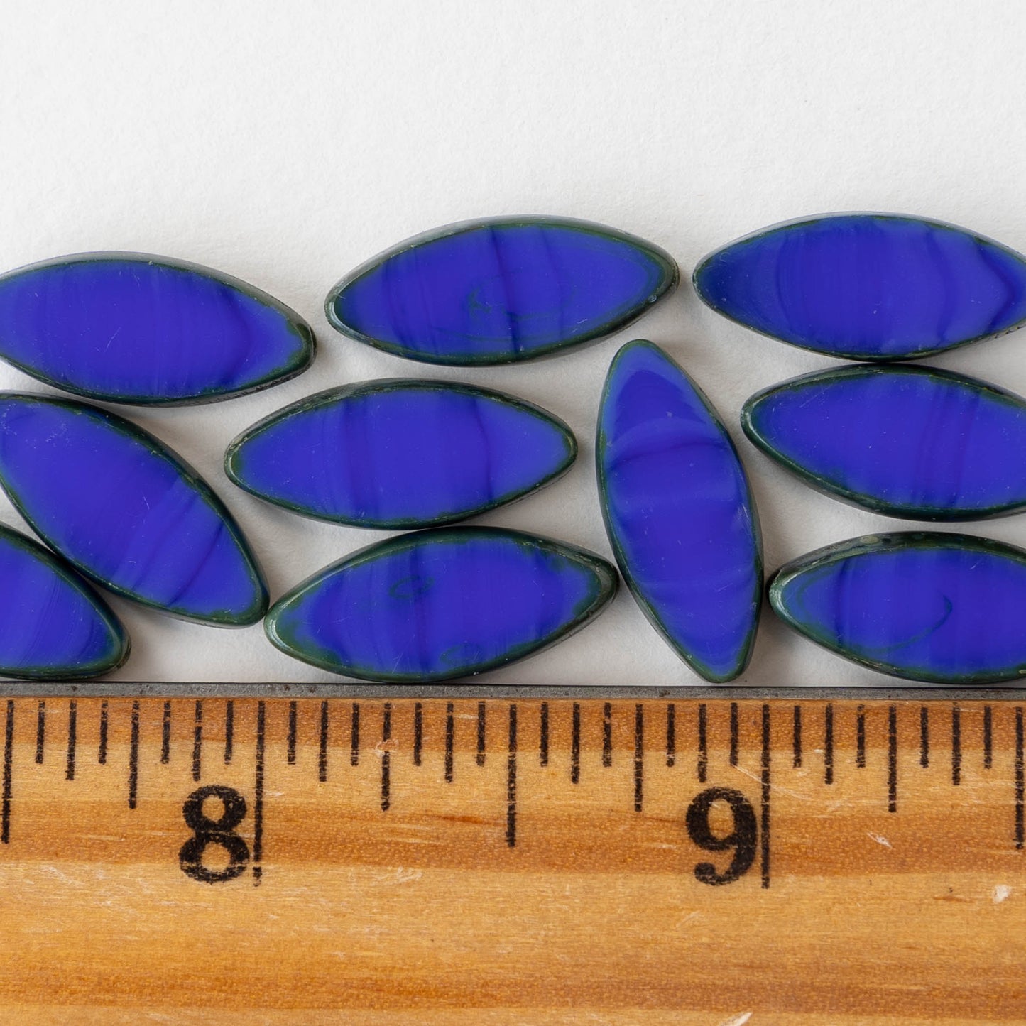 18mm Spindle Beads - Opaque Dark Periwinkle Blue - 10 beads