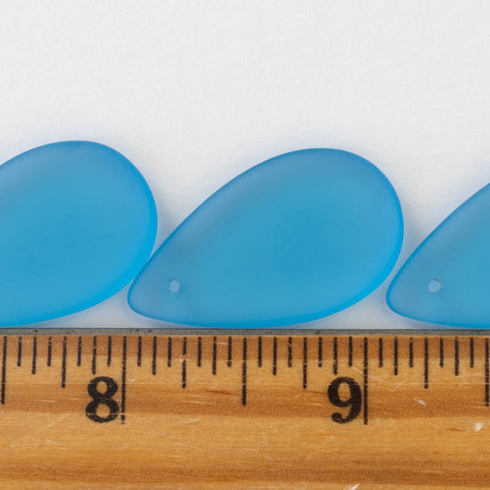 30x18mm Large Flat Teardrop Beads - Aqua Matte - 10 Beads