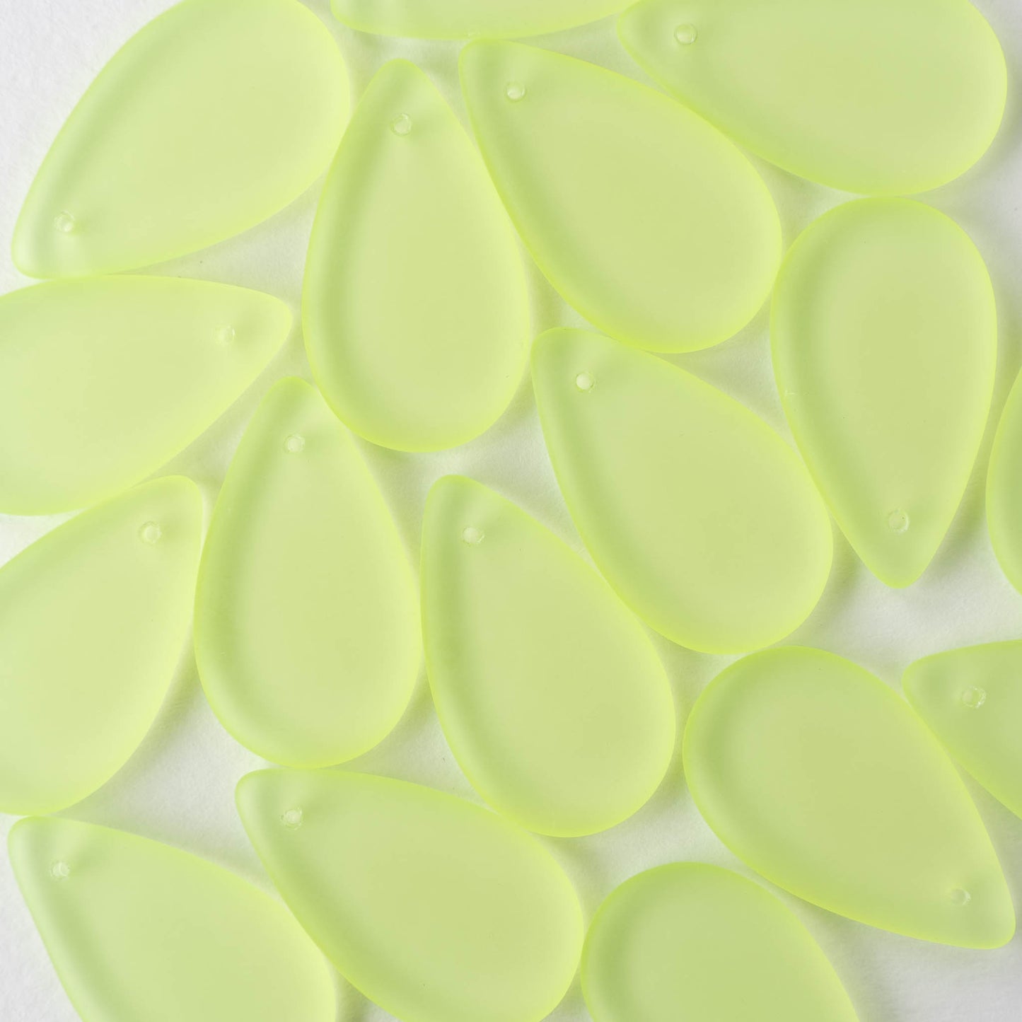 30x18mm Large Flat Glass Teardrop Beads - Matte Jonquil Yellow - 10 Beads