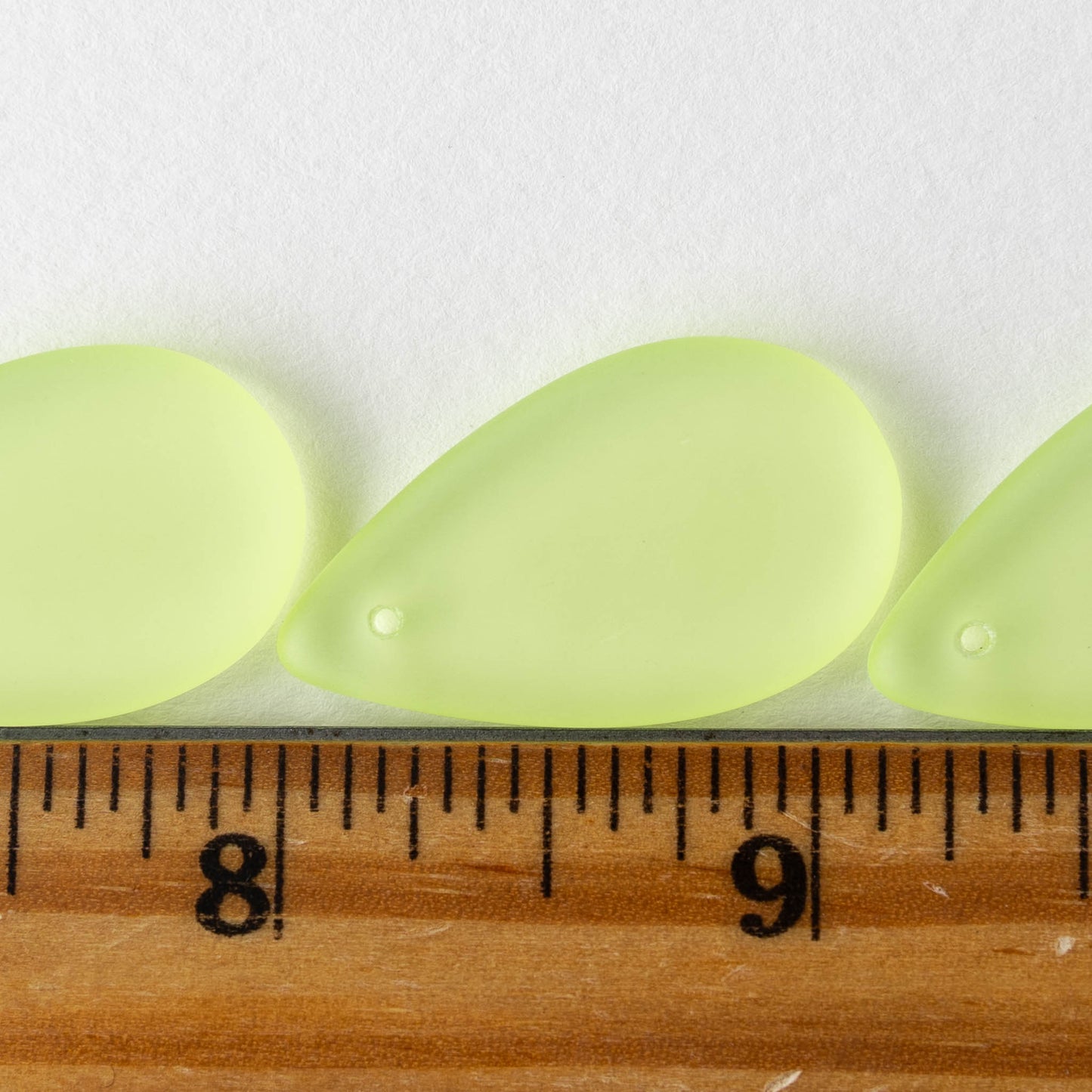 30x18mm Large Flat Glass Teardrop Beads - Matte Jonquil Yellow - 10 Beads