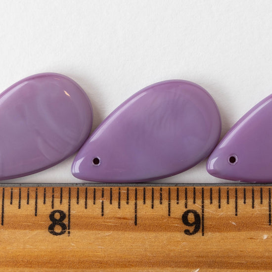 30x18mm Large Flat Teardrop Beads - Opaque Lavender Silk - 10 Beads