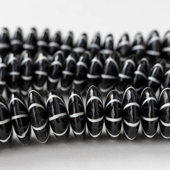 20mm Buffalo Horn Disk Beads - Black and White - 6 beads