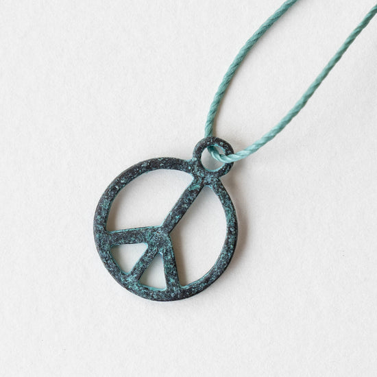 Peace Sign Pendant - Green Patina - 2 or 4