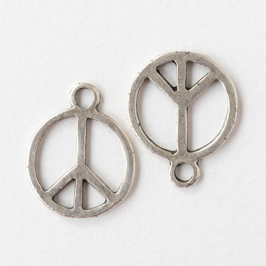 Peace Sign Pendant - Pewter - 4 Pendants