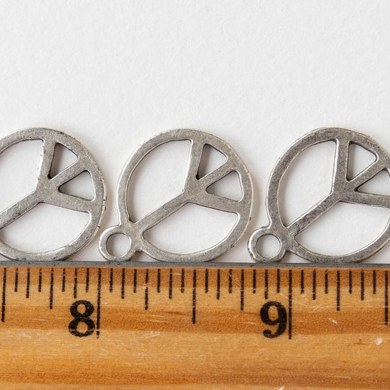 Peace Sign Pendant - Pewter - 4 Pendants