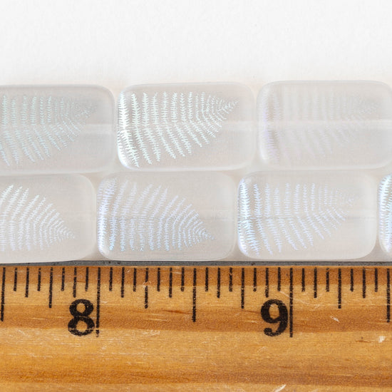 19mm Rectangle Beads - Crystal AB Fern Leaf - 2 or 6  Beads