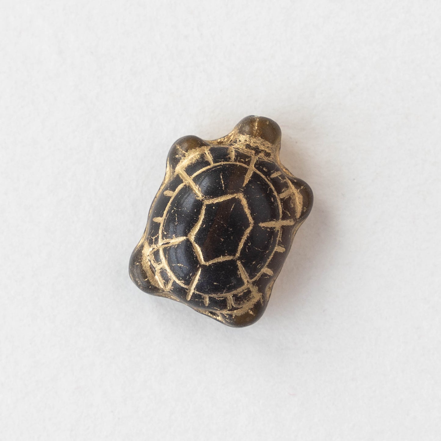 Glass Turtle Beads - Smokey Topaz with Gold Wash  - 6 beads