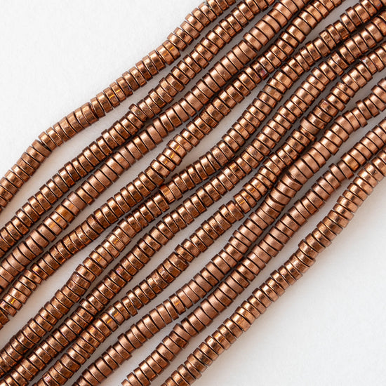 1x3mm Mini Metal Heishi Beads - Antique Copper - 100 Beads