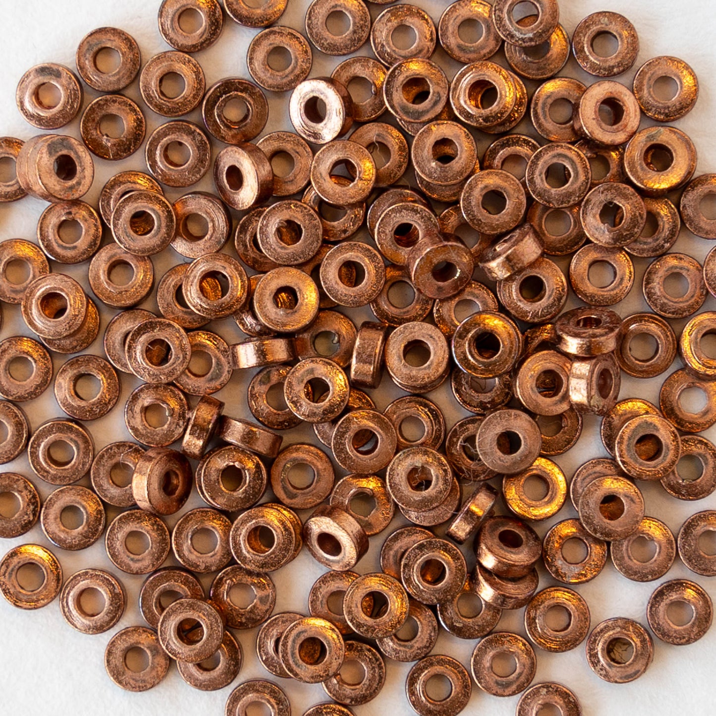 1x3mm Mini Metal Heishi Beads - Antique Copper - 100 Beads