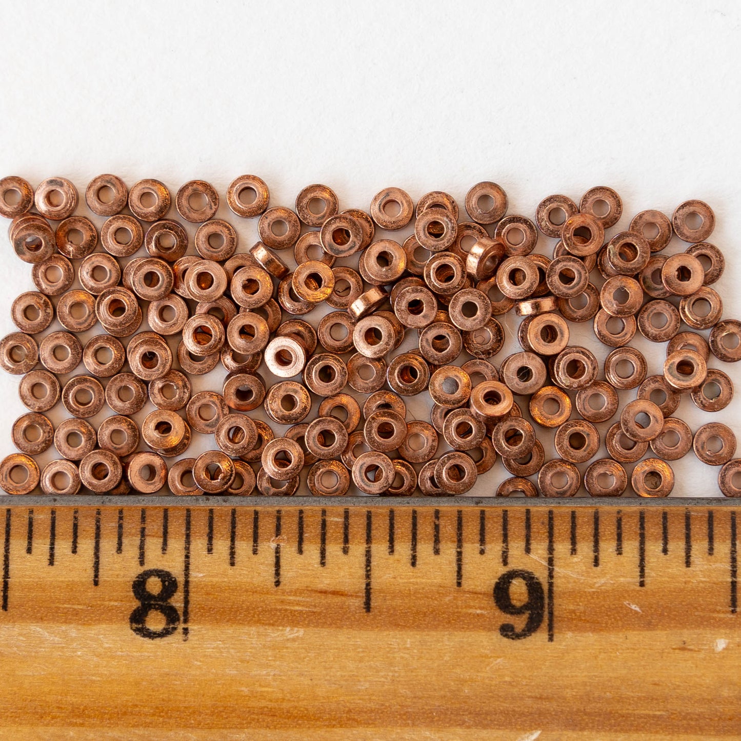 1x3mm Mini Metal Heishi Beads - Antique Copper - 100 Beads