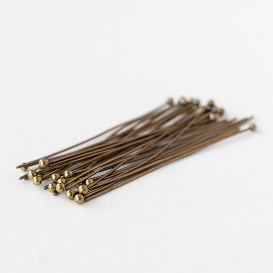 21g Brass Balled Headpins - 2 inch - 30 pieces