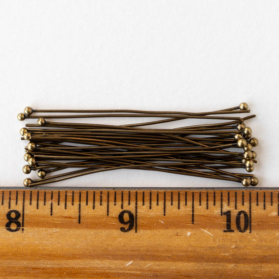 21g Brass Balled Headpins - 2 inch - 30 pieces