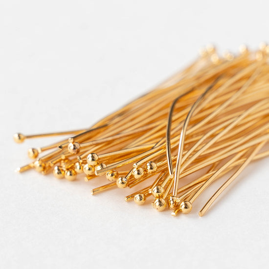 2-inch Ball Headpins - Gold - 20 headpins